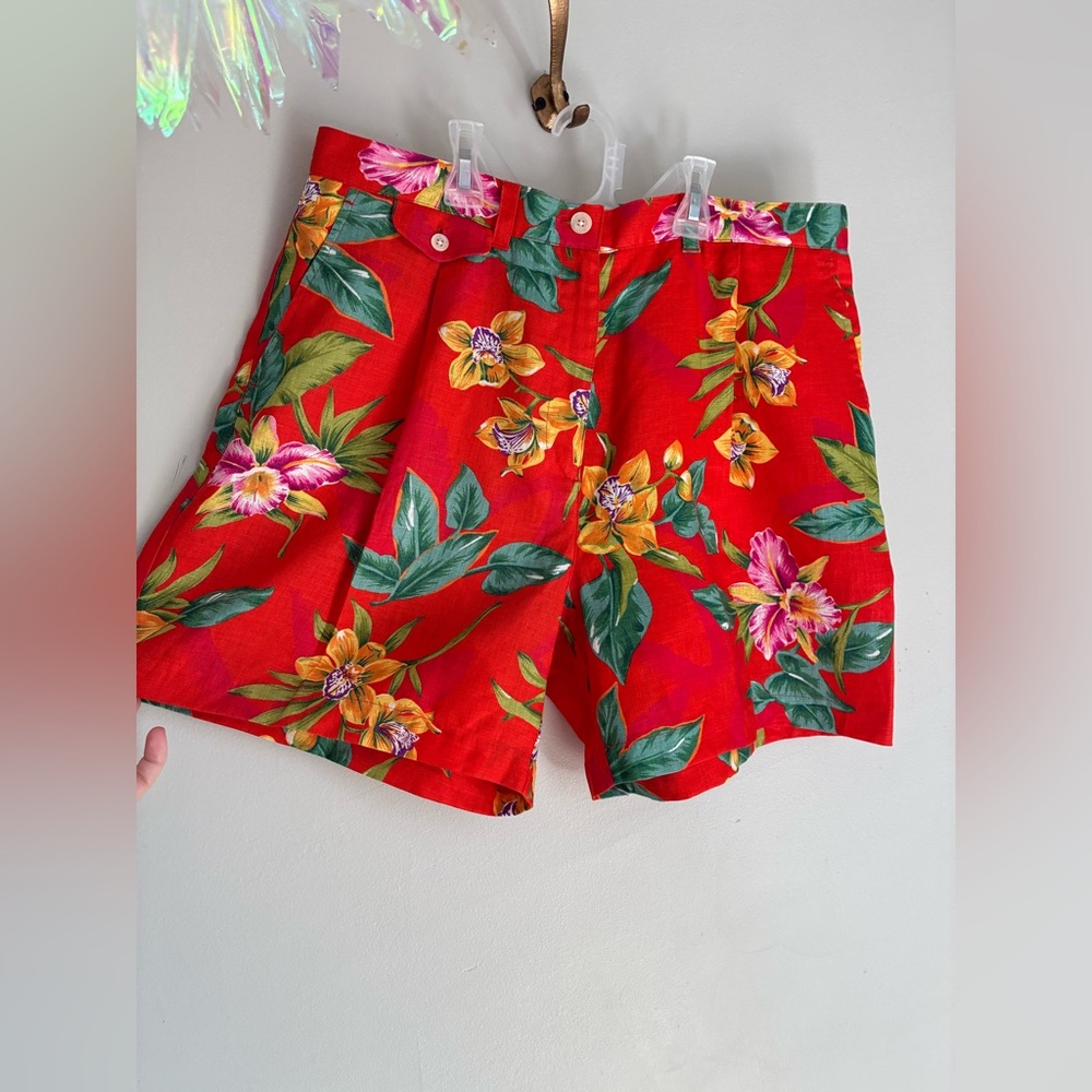 Vintage Ralph Lauren 100% Linen Tropical Vacation Old‎ Money Shorts Size 14